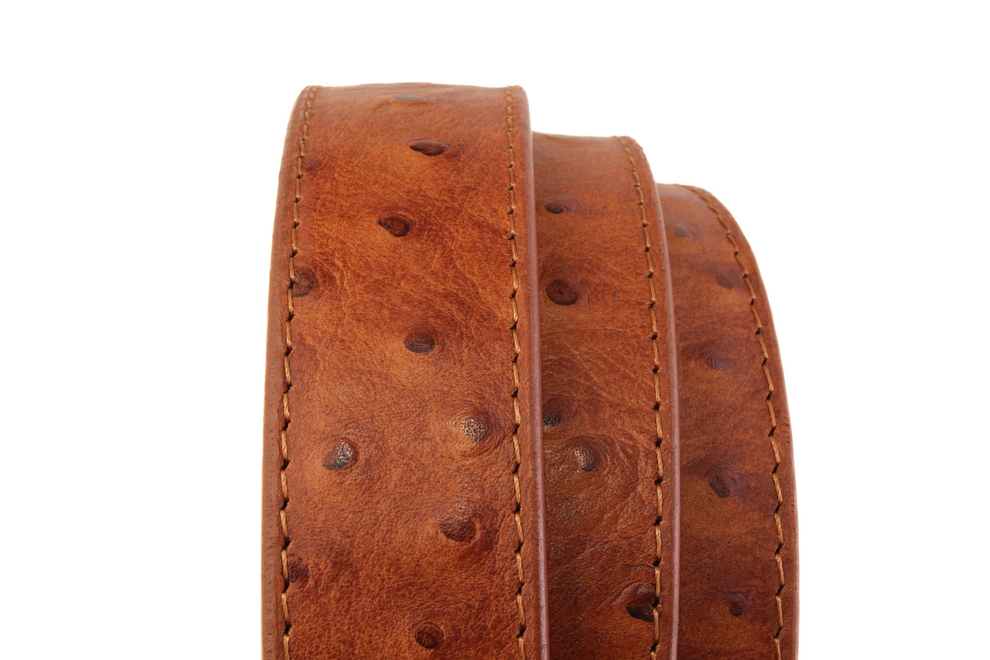 1.25" Tan Ostrich-Embossed Leather Strap - Anson Belt & Buckle