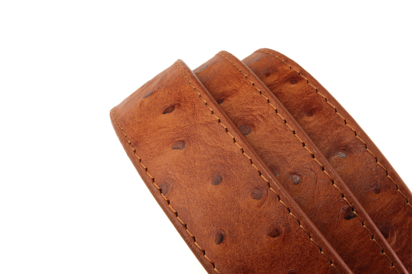 1.25" Tan Ostrich-Embossed Leather Strap - Anson Belt & Buckle