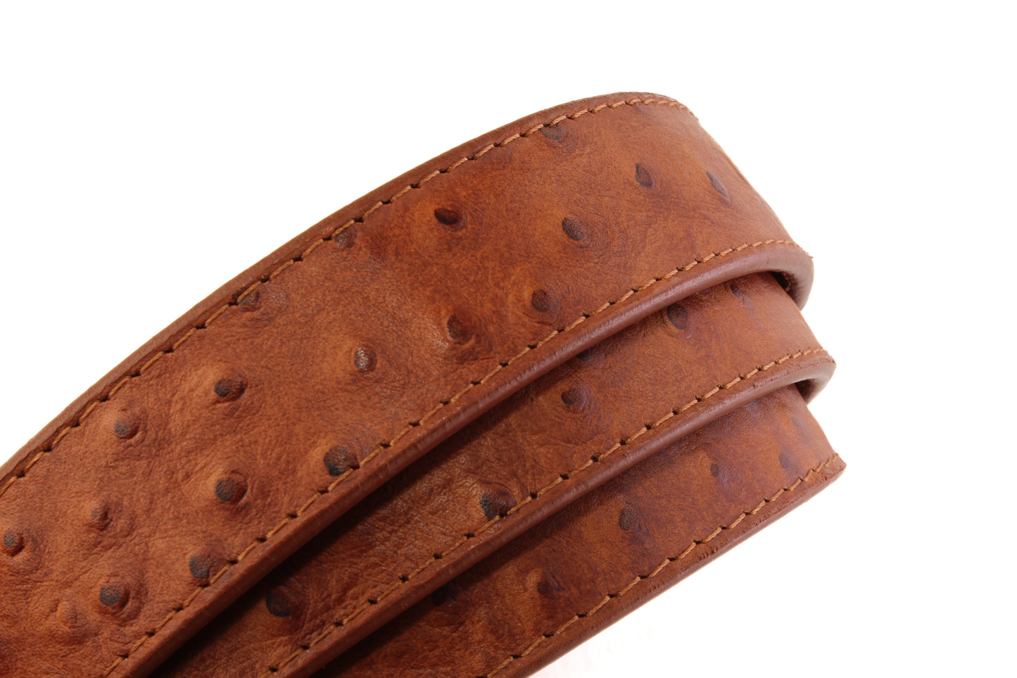 1.25" Tan Ostrich-Embossed Leather Strap - Anson Belt & Buckle