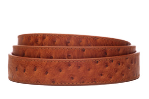 1.25" Tan Ostrich-Embossed Leather Strap - Anson Belt & Buckle