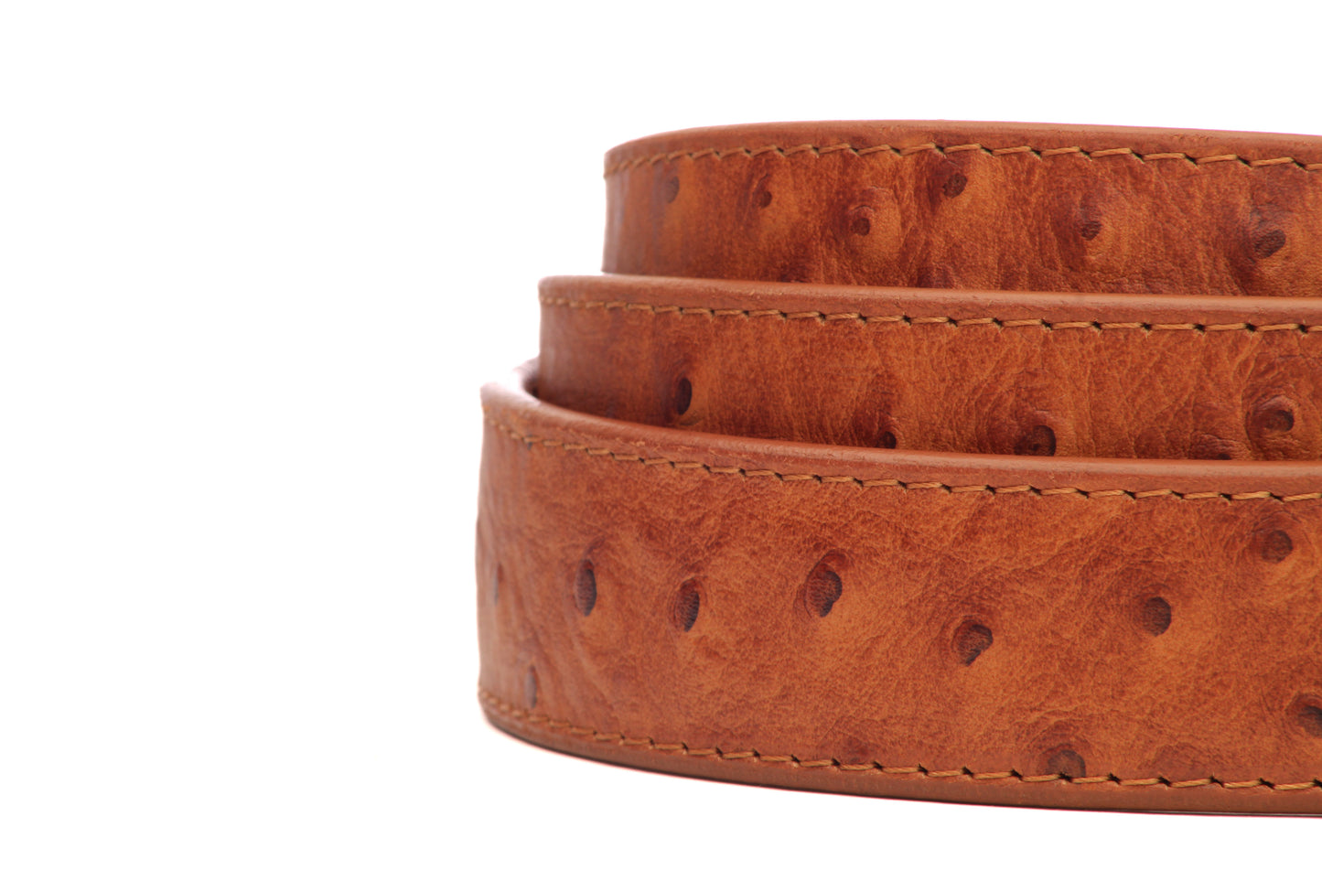 1.25" Tan Ostrich-Embossed Leather Strap - Anson Belt & Buckle