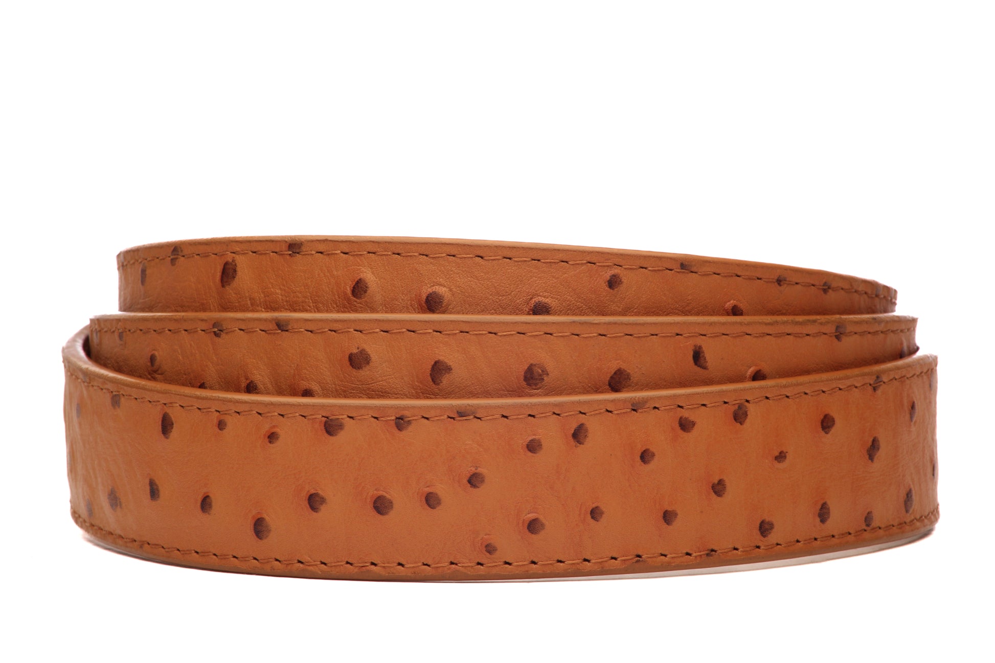 1.25" Light Brown Ostrich-Embossed Leather Strap - Anson Belt & Buckle