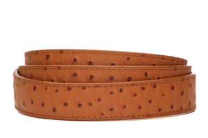1.25" Light Brown Ostrich-Embossed Leather Strap - Anson Belt & Buckle