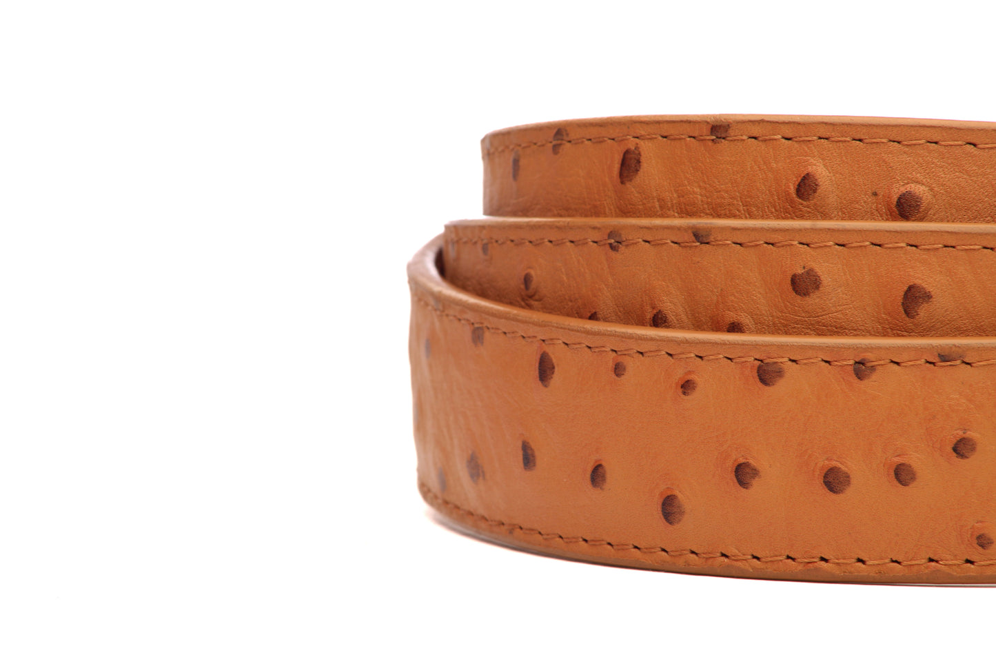 1.25" Light Brown Ostrich-Embossed Leather Strap - Anson Belt & Buckle