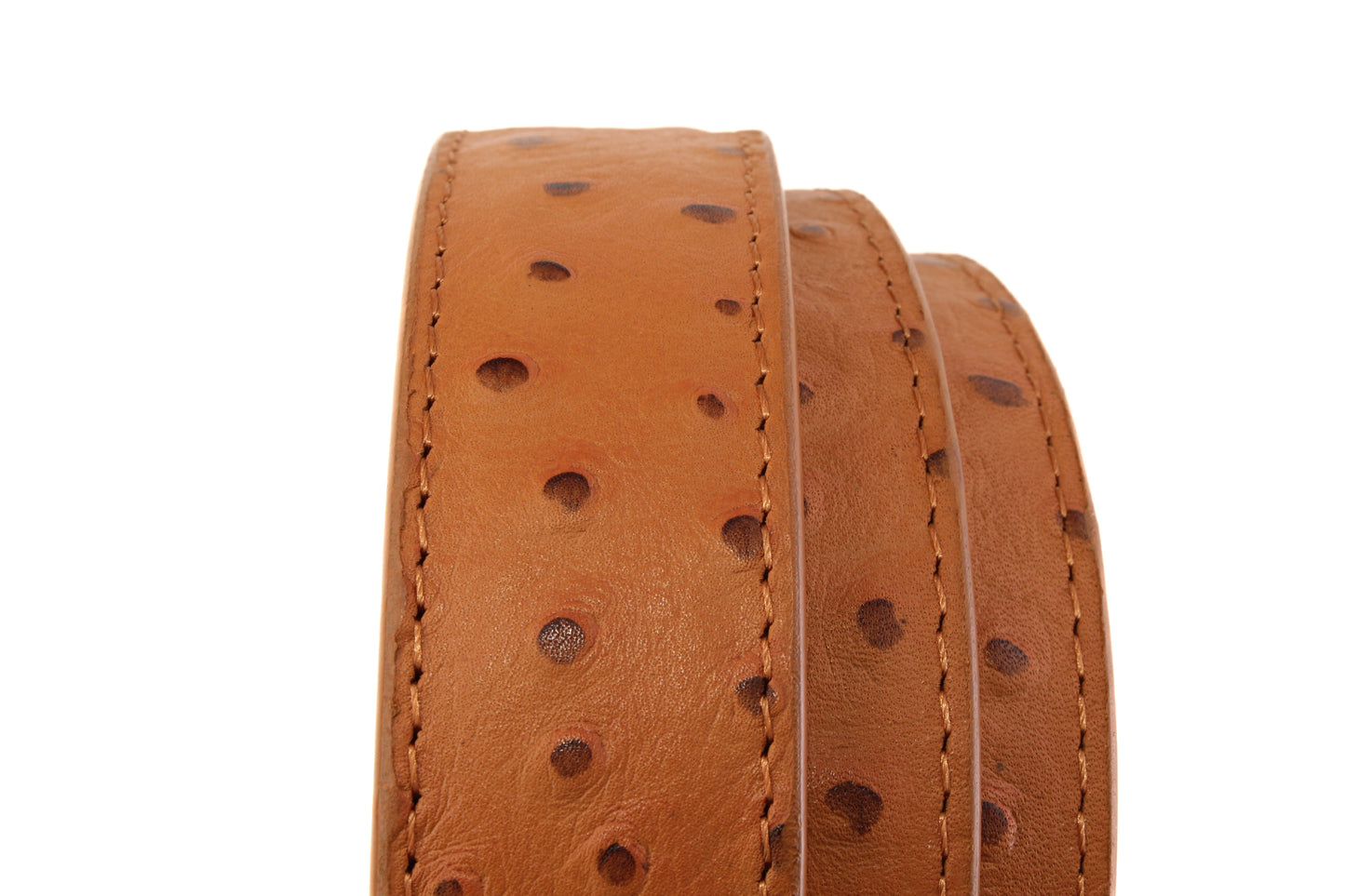 1.25" Light Brown Ostrich-Embossed Leather Strap - Anson Belt & Buckle