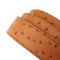 1.25" Light Brown Ostrich-Embossed Leather Strap - Anson Belt & Buckle
