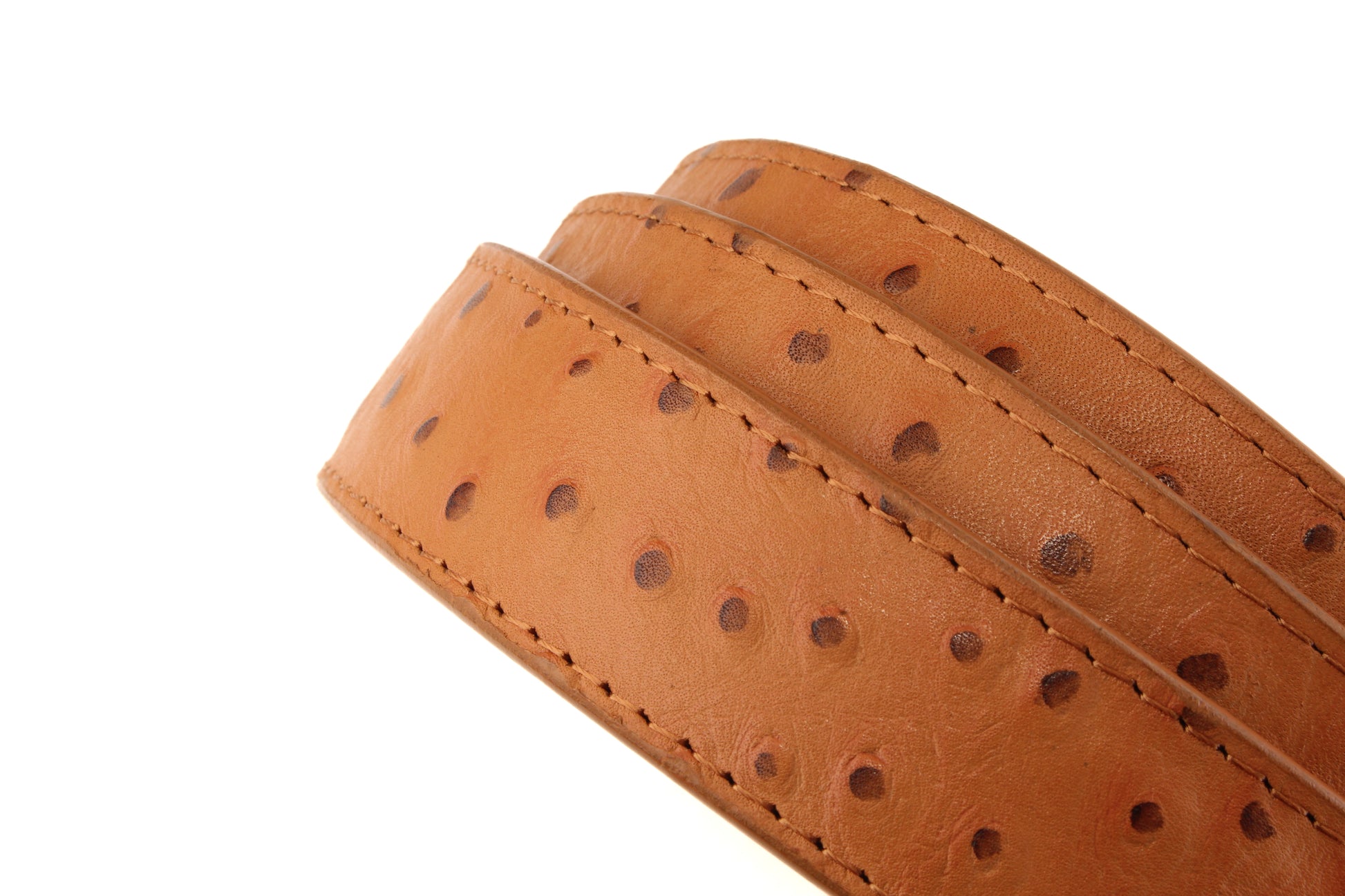 1.25" Light Brown Ostrich-Embossed Leather Strap - Anson Belt & Buckle