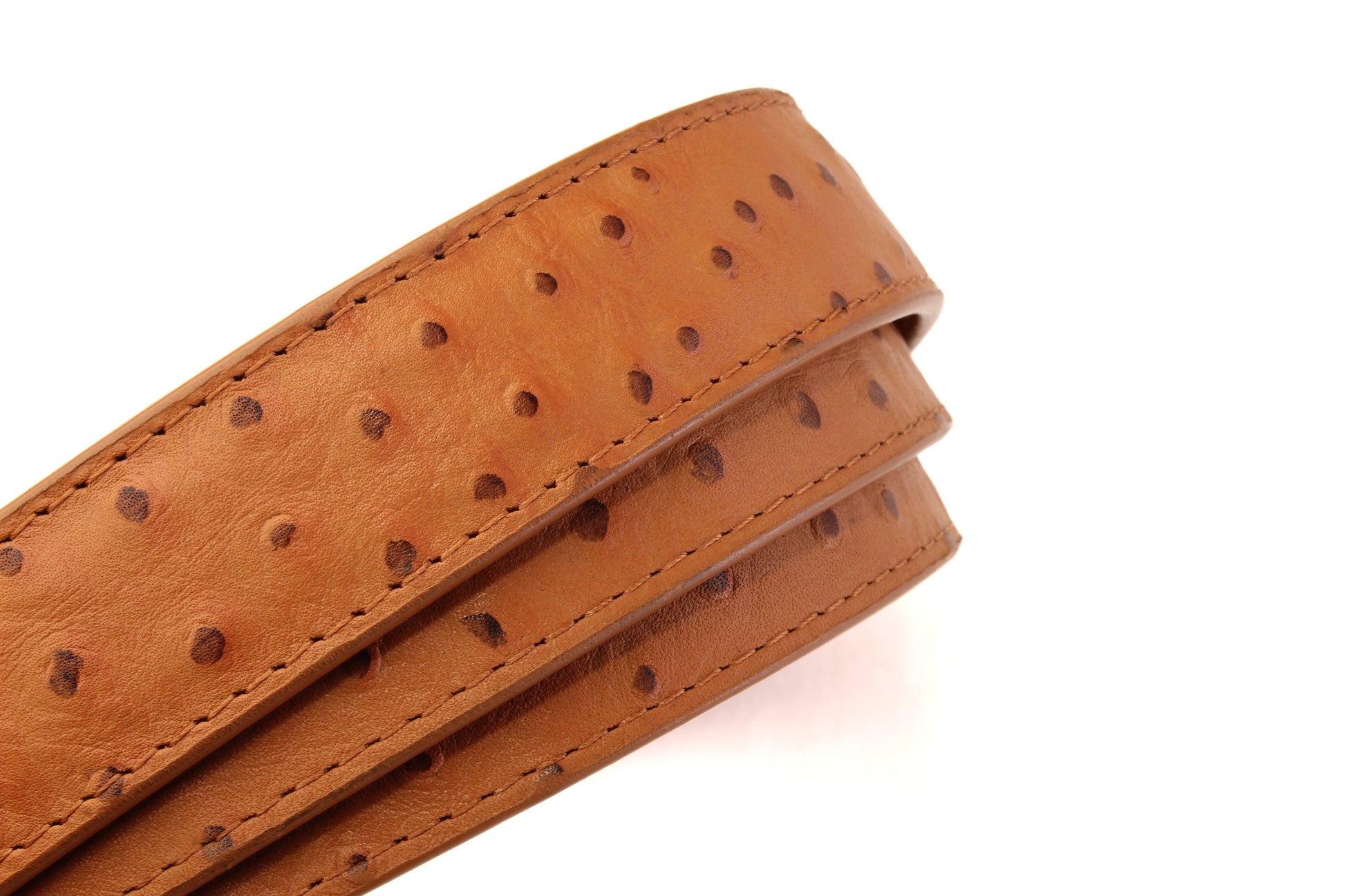 1.25" Light Brown Ostrich-Embossed Leather Strap - Anson Belt & Buckle