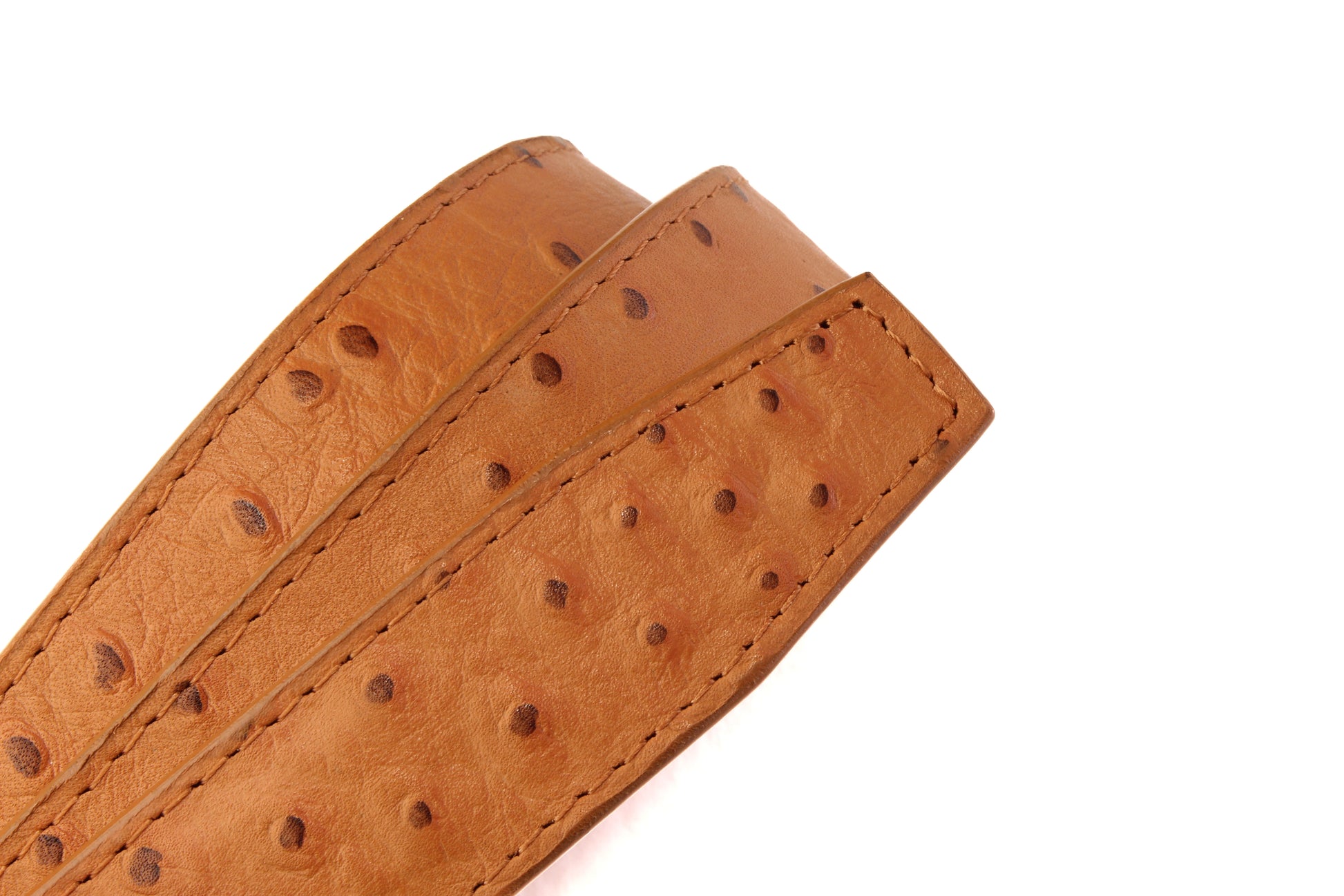 1.25" Light Brown Ostrich-Embossed Leather Strap - Anson Belt & Buckle