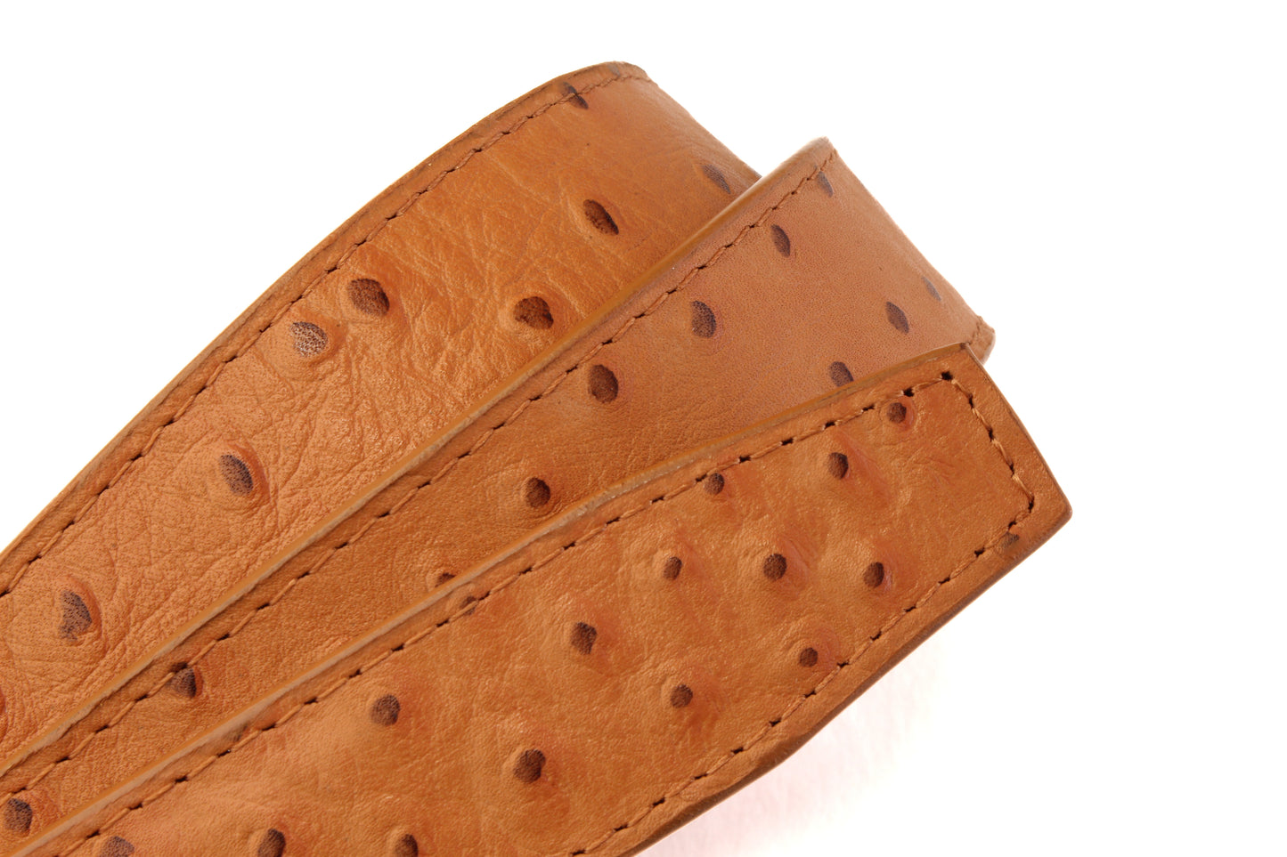 1.25" Light Brown Ostrich-Embossed Leather Strap - Anson Belt & Buckle