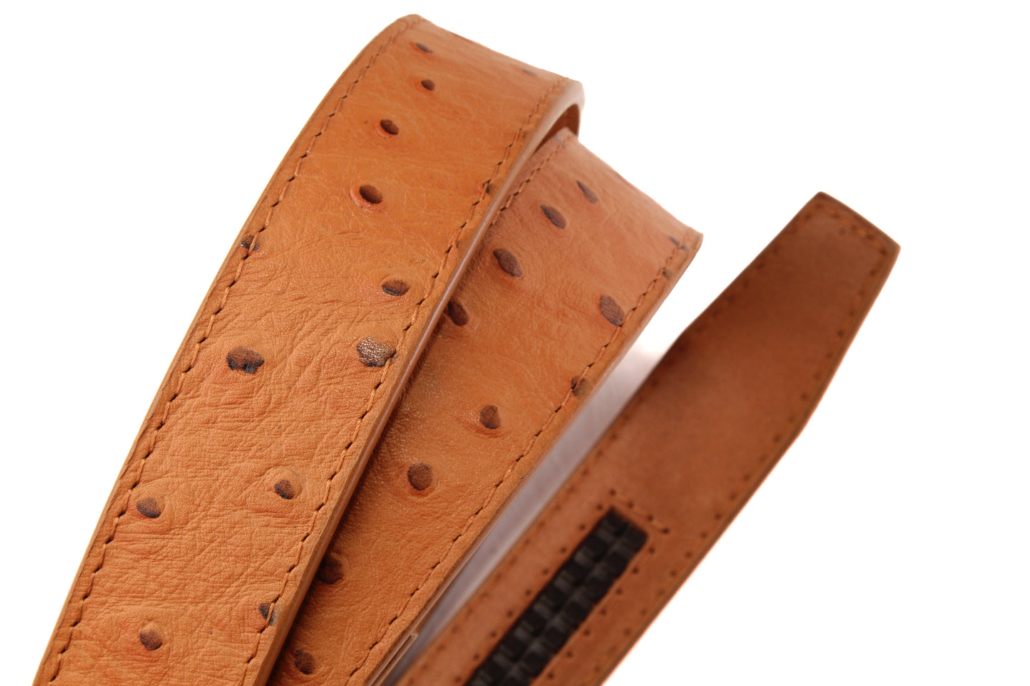 1.25" Light Brown Ostrich-Embossed Leather Strap - Anson Belt & Buckle