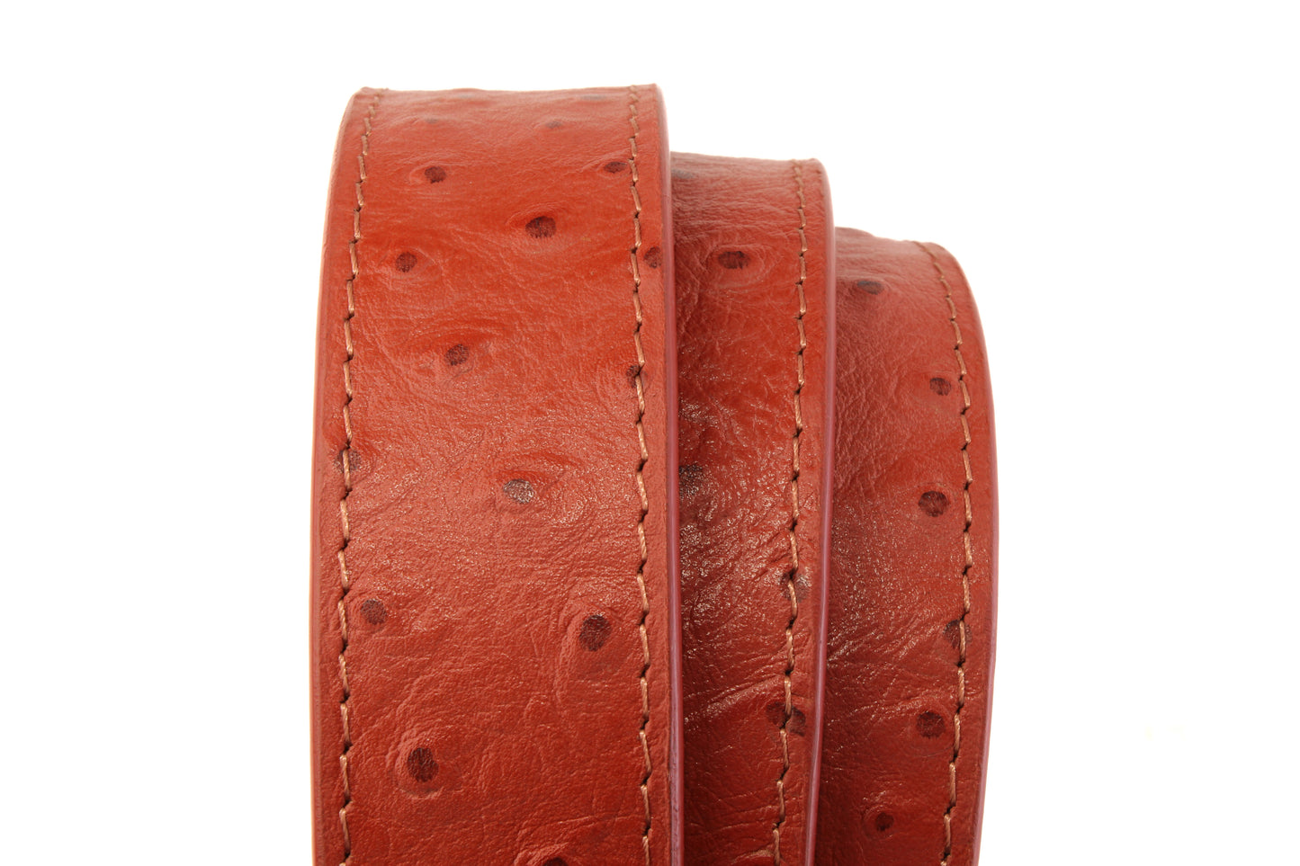 1.25" Cognac Ostrich-Embossed Leather Strap - Anson Belt & Buckle