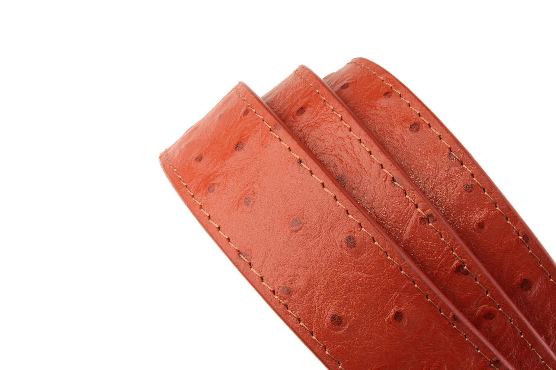 1.25" Cognac Ostrich-Embossed Leather Strap - Anson Belt & Buckle