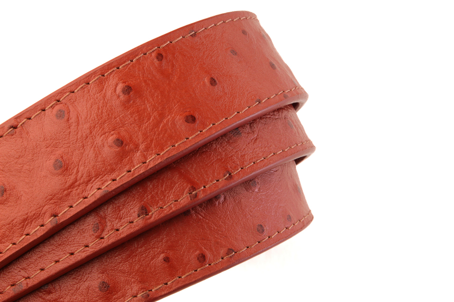 1.25" Cognac Ostrich-Embossed Leather Strap - Anson Belt & Buckle