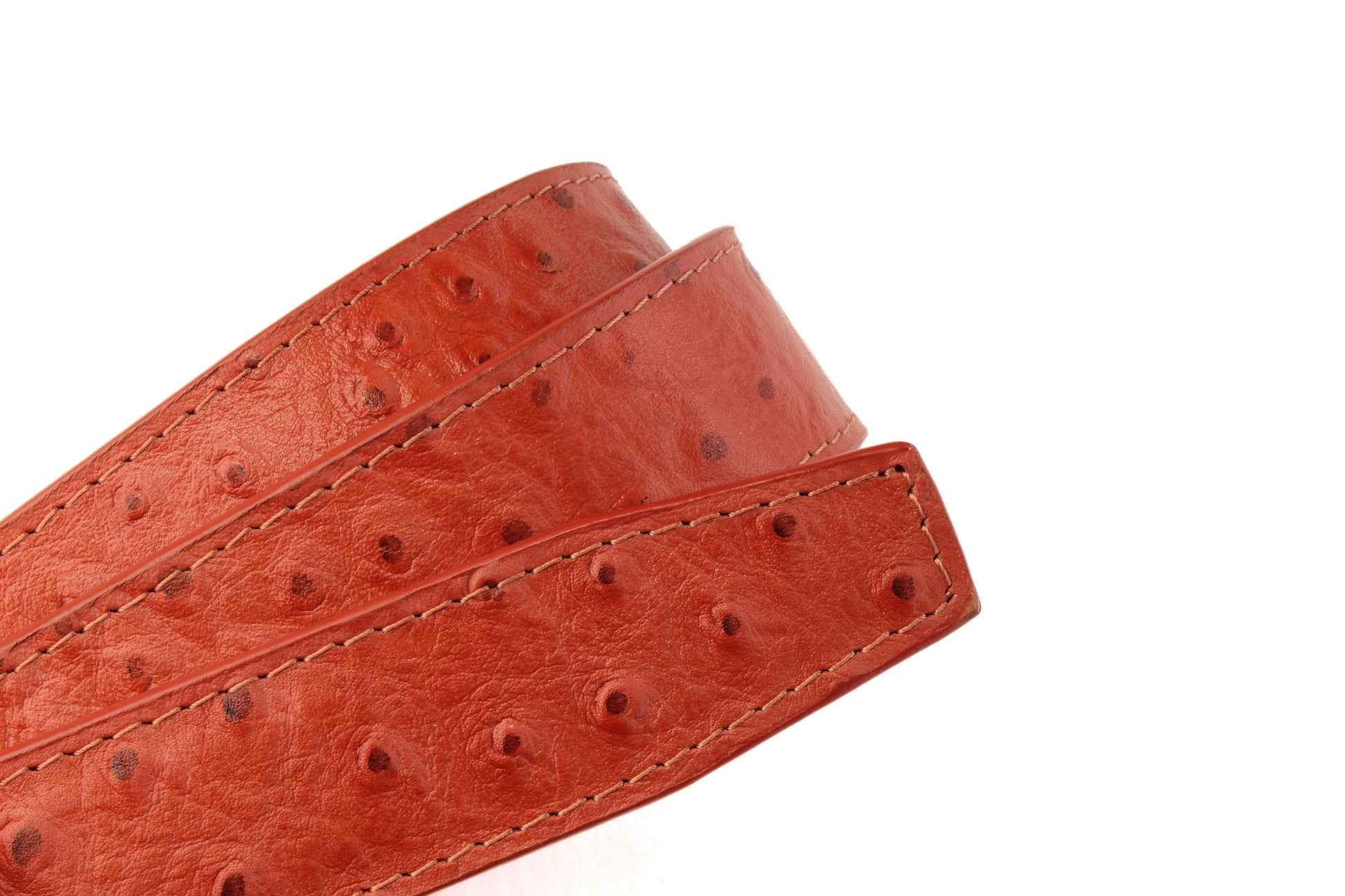 1.25" Cognac Ostrich-Embossed Leather Strap - Anson Belt & Buckle