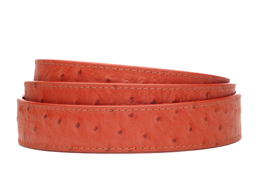 1.25" Cognac Ostrich-Embossed Leather Strap - Anson Belt & Buckle