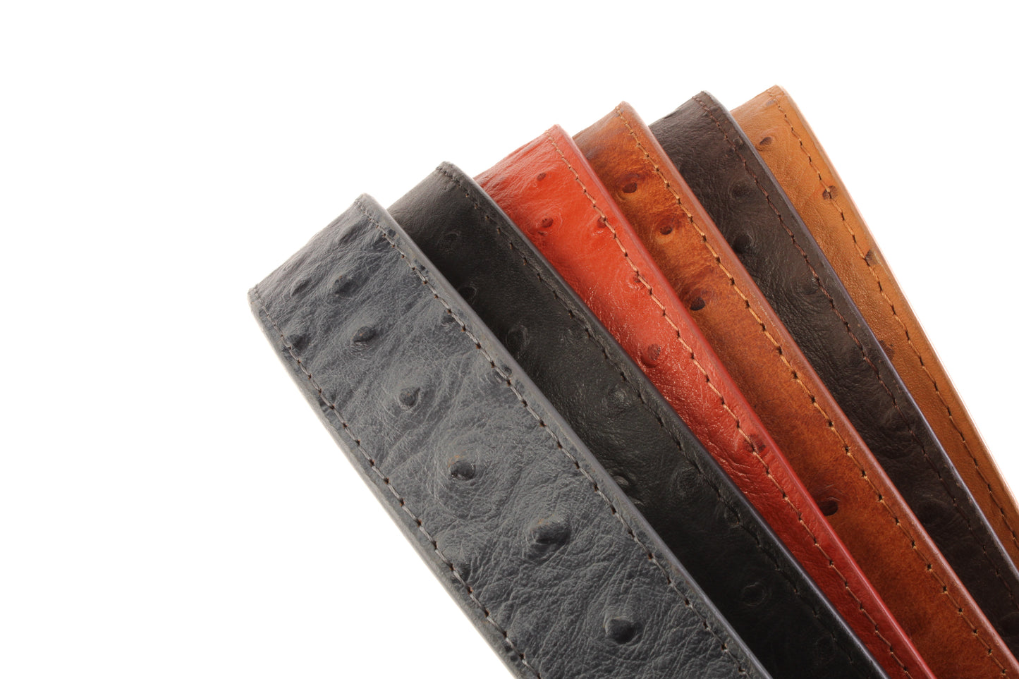 1.25" Smoke Grey Ostrich-Embossed Leather Strap - Anson Belt & Buckle