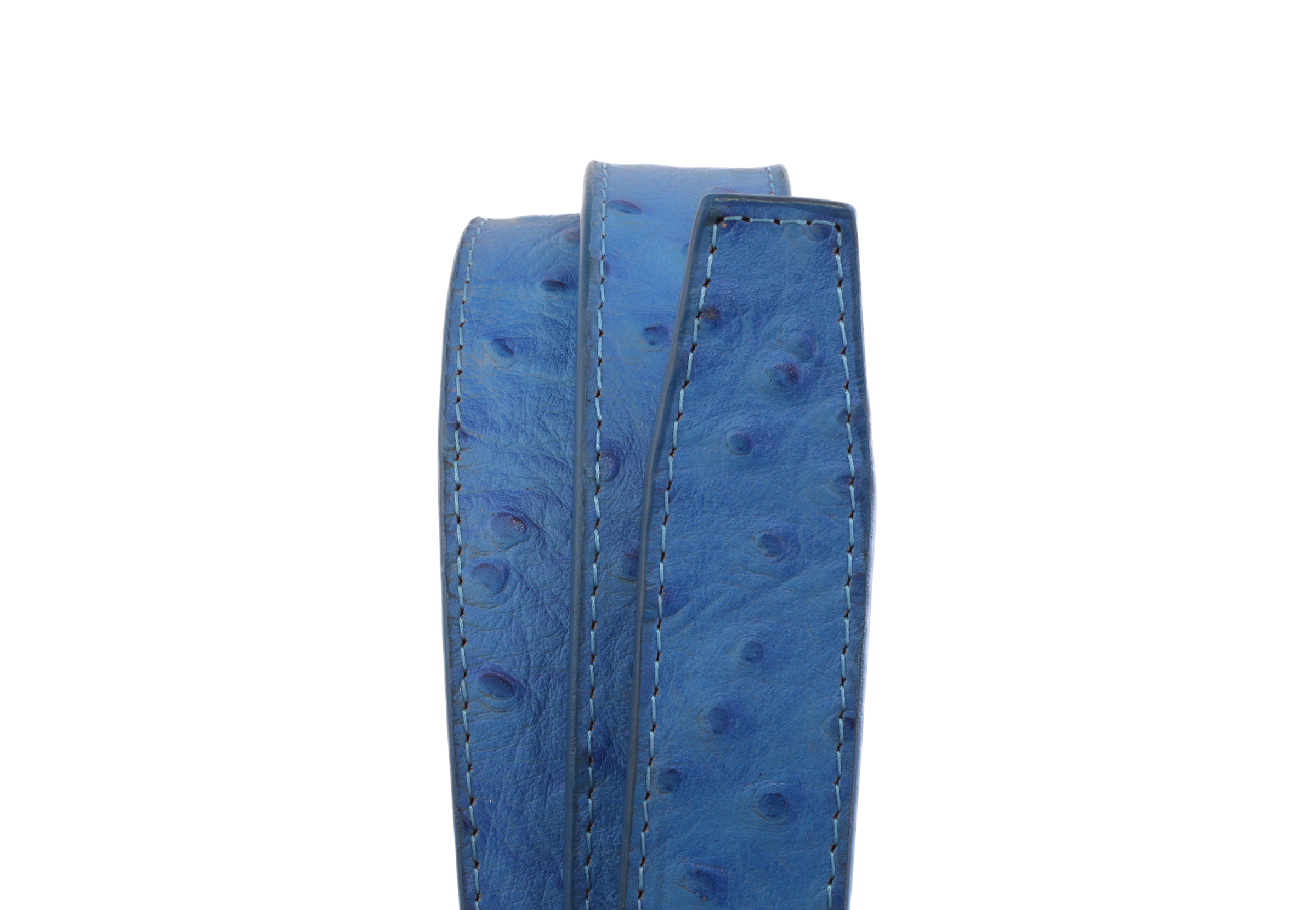 Electric Blue Ostrich-Embossed Leather Strap