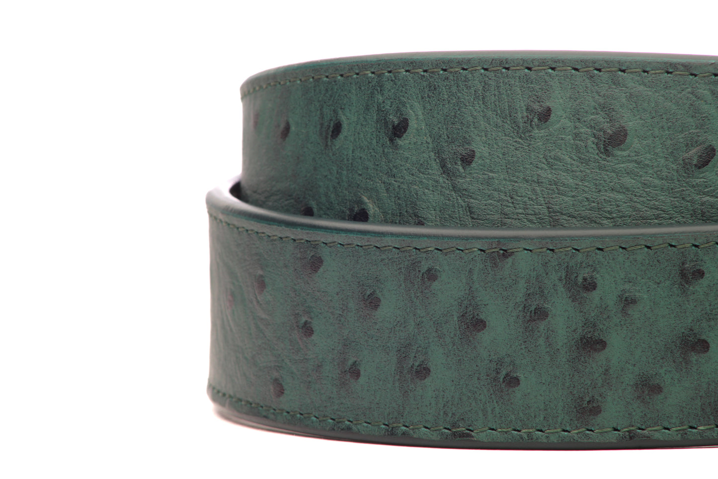 1.5" Emerald Green Ostrich-Embossed Leather Strap