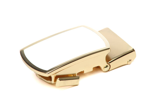 1.25" White Onyx Buckle in Gold with a Curve (CAS)