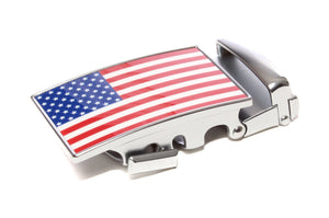 1.5" USA Flag Buckle - Full Color - in Matte Silver - Anson Belt & Buckle