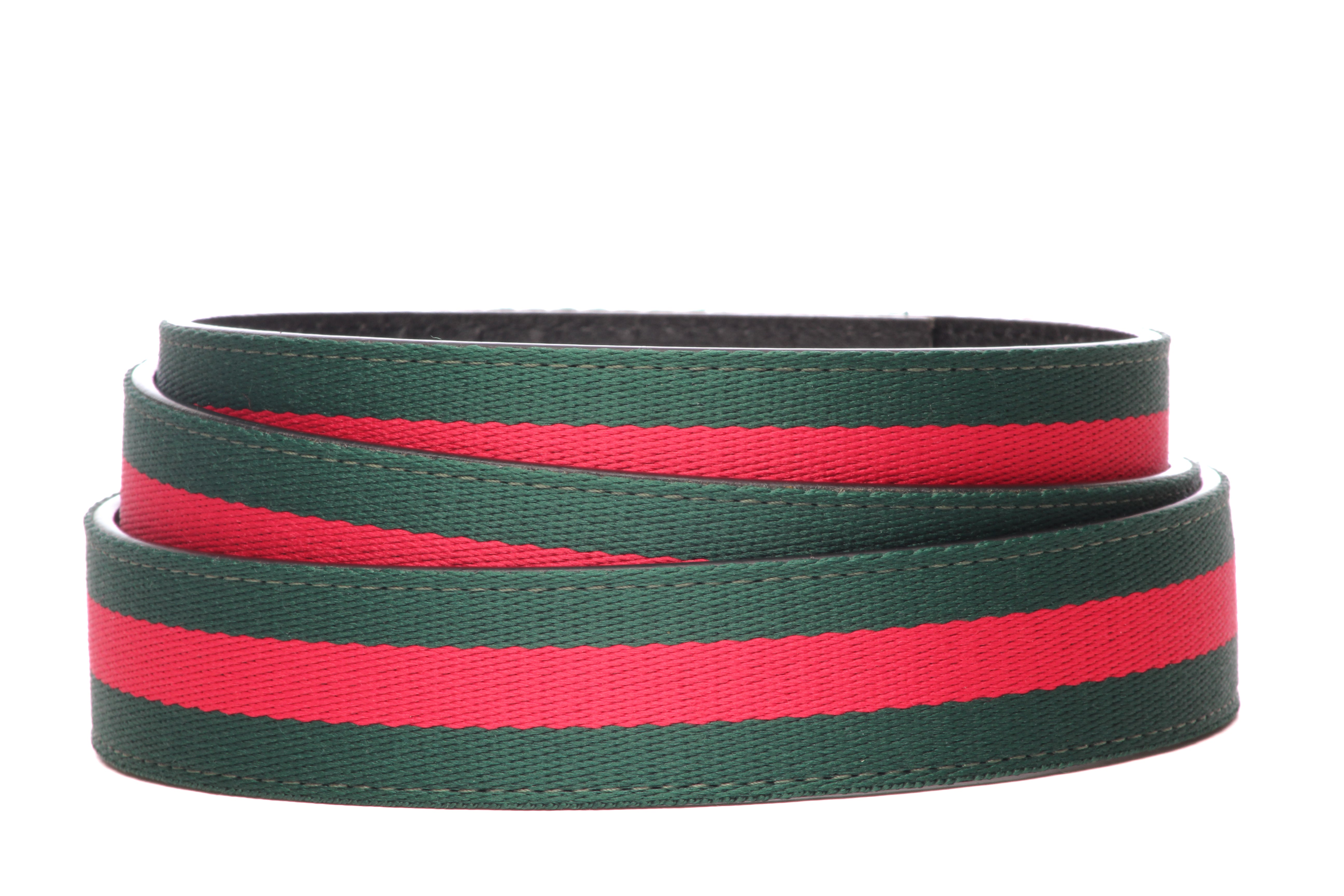 Cloth Belt Strap - Men's Ratchet Belt - Green-Red Stripe, 1.25