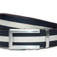 Navy w/White Stripe Cloth Strap with Traditional in Silver Buckle (1.5")