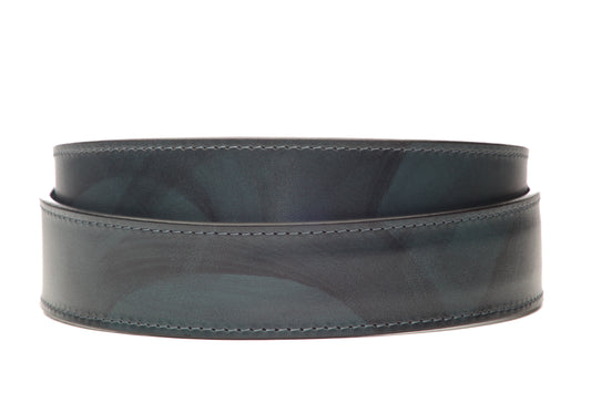 1.5" Blackened Blue Marbled Buffalo Leather Strap