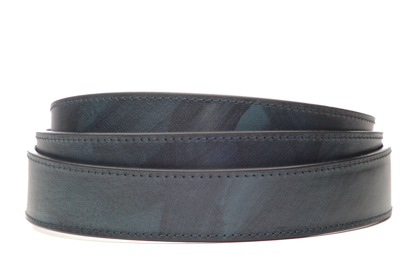 1.25" Blackened Blue Marbled Buffalo Leather Strap