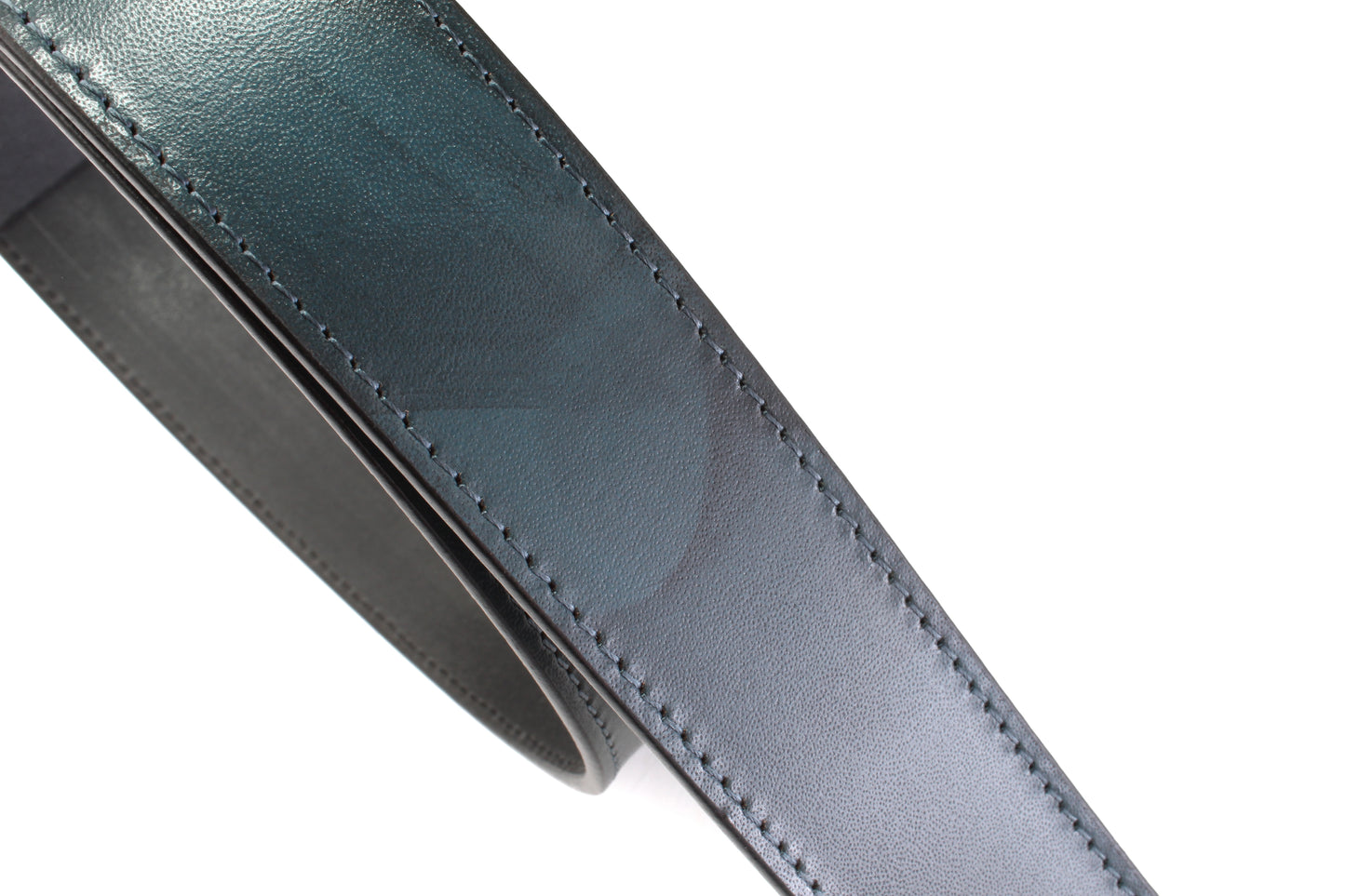 1.25" Blackened Blue Marbled Buffalo Leather Strap