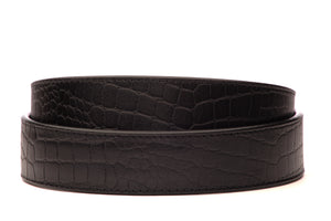 1.5" Black Crocuffalo Vegetable Tanned Leather Strap