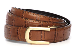 1.25 Light Brown Faux Croc with Traditional Gold w/ Curve