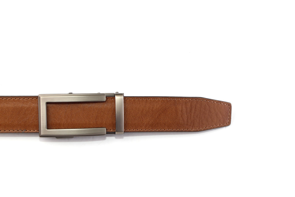 “Casual Leather” Anson Belt set, casual look, 1.5 inches wide, tan full grain buffalo leather strap and traditional buckle in gunmetal