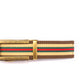 “Casual Stripes” Anson Belt set, casual look, 1.5 inches wide, green and red stripe with trim cloth strap and traditional buckle in antiqued gold