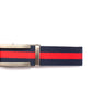 “Casual Stripes” Anson Belt set, casual look, 1.5 inches wide, navy with red stripe cloth strap and traditional buckle in gunmetal