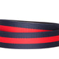 “Casual Stripes” Anson Belt set, casual look, 1.5 inches wide, navy with red stripe cloth strap