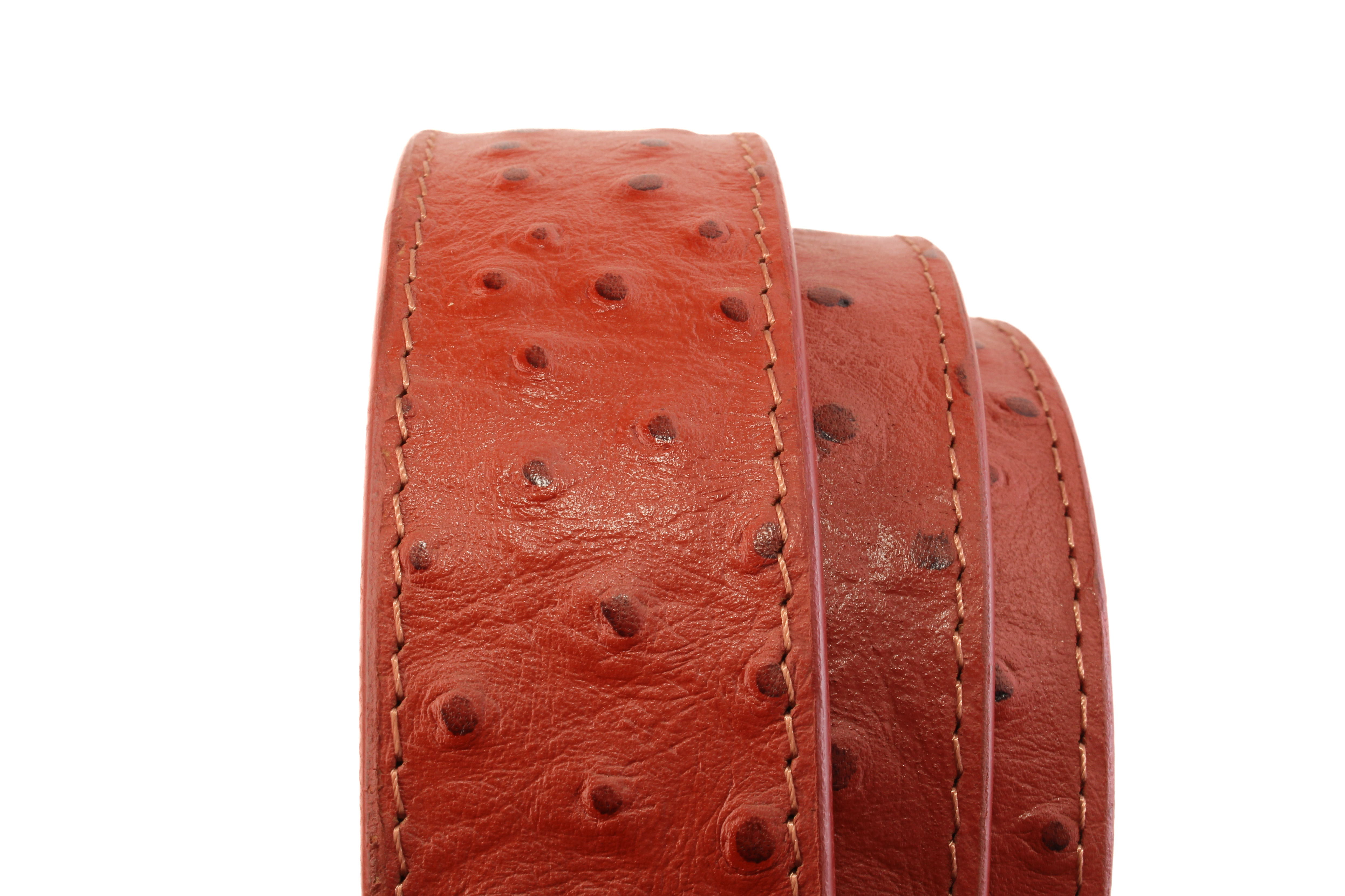 Cognac Ostrich-Embossed Leather Strap