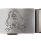 Men's ECU jolly-roger ratchet belt buckle in gunmetal with a width of 1.5 inches.