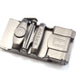 Men's USA flag ratchet belt buckle in gunmetal with a width of 1.5 inches, mechanism view.