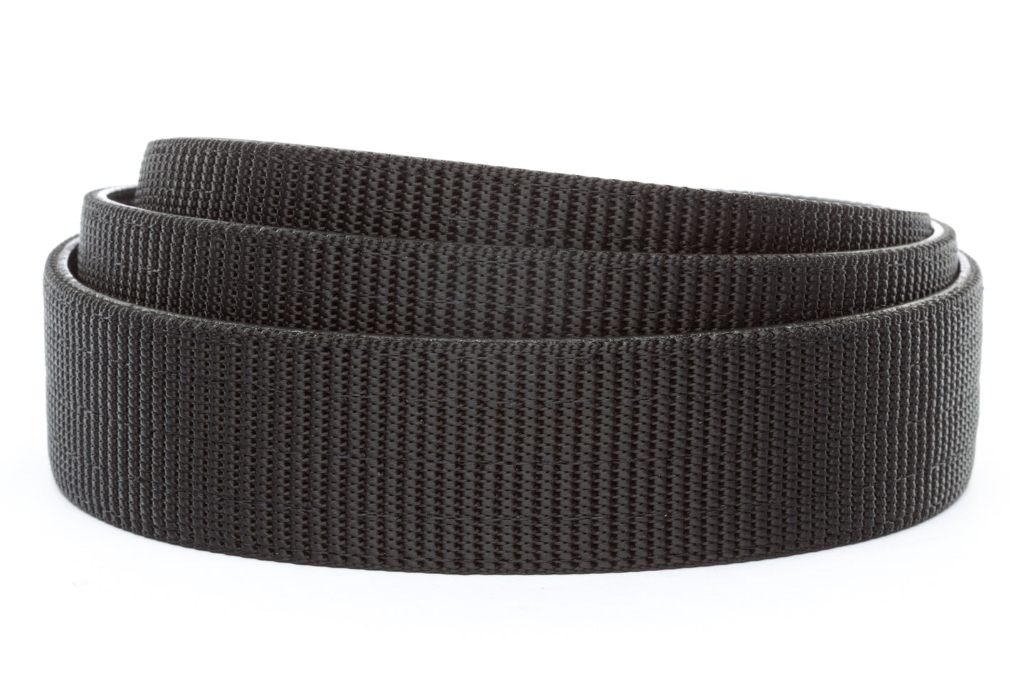 Men's XL nylon belt strap in black, 1.5 inches wide, casual look