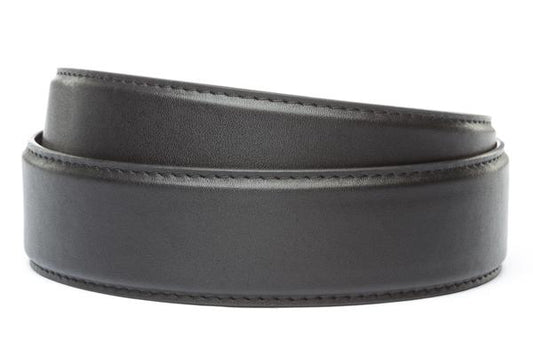 Men's XL vegan microfiber belt strap in black, 1.5 inches wide, formal look