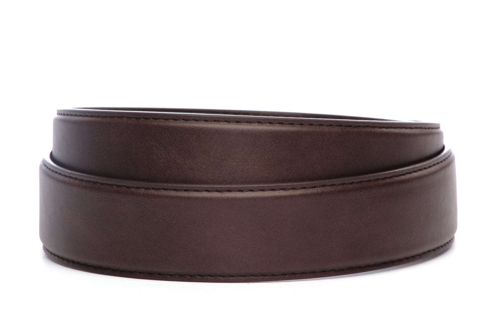 Men's XL vegan microfiber belt strap in dark brown, 1.5 inches wide, formal look
