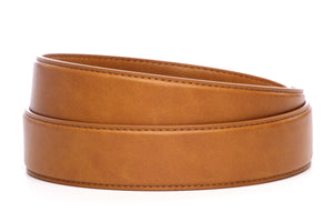 Men's XL vegan microfiber belt strap in honey, 1.5 inches wide, formal look