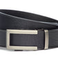 Men’s black buffalo vegetable tanned leather belt strap with traditional buckle in gunmetal, casual look, 1.5 inches wide