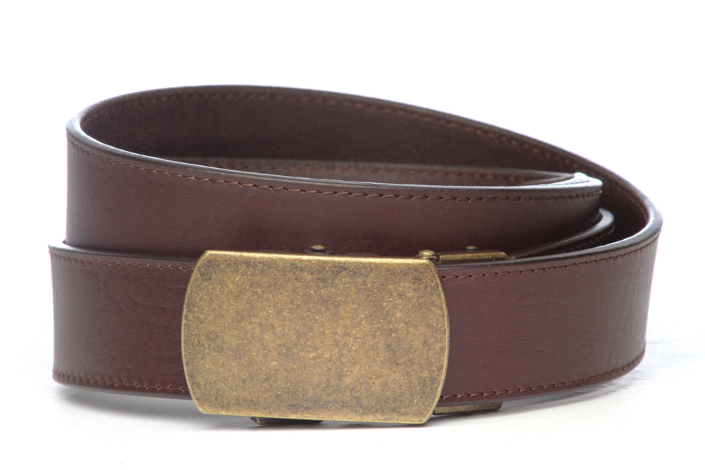 Leather Belt w/ Buckle Men's Ratchet Belt Brown Buffalo Vegetable