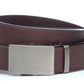Men’s brown buffalo vegetable tanned leather belt strap with classic buckle in gunmetal, casual look, 1.5 inches wide