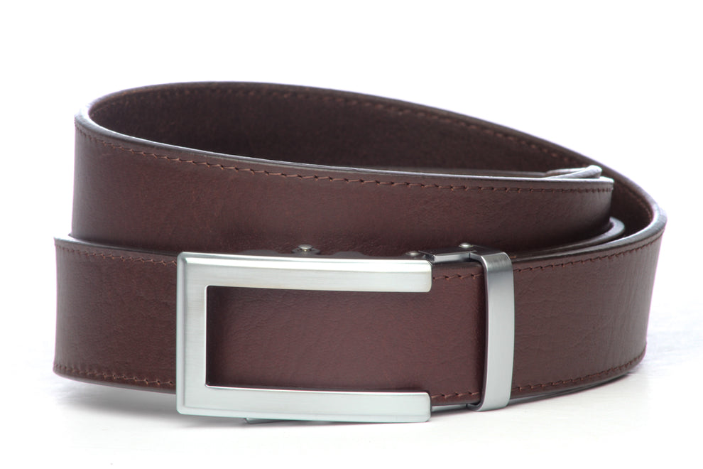 Leather Belt w/ Buckle Men's Ratchet Belt Brown Buffalo Vegetable