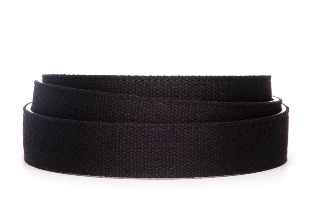 Men's canvas belt strap in black with a 1.25-inch width, casual look
