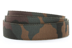 Men's canvas belt strap in camo, 1.5 inches wide, casual look