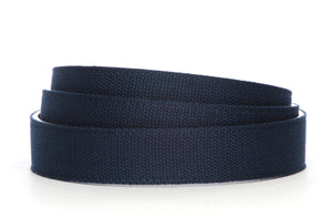 Men's canvas belt strap in navy with a 1.25-inch width, casual look